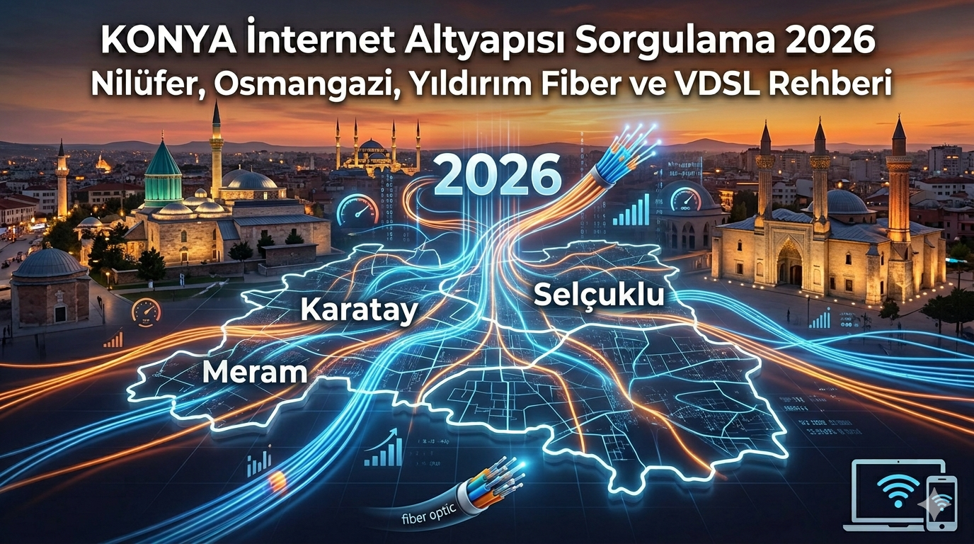 Konya İnternet Altyapısı Sorgulama 2026: Selçuklu, Meram, Karatay Fiber ve Kırsal İnternet Rehberi