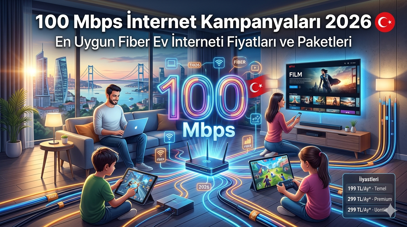 100 Mbps İnternet Kampanyaları 2026: En Uygun Fiber Ev İnterneti Fiyatları ve Paketleri