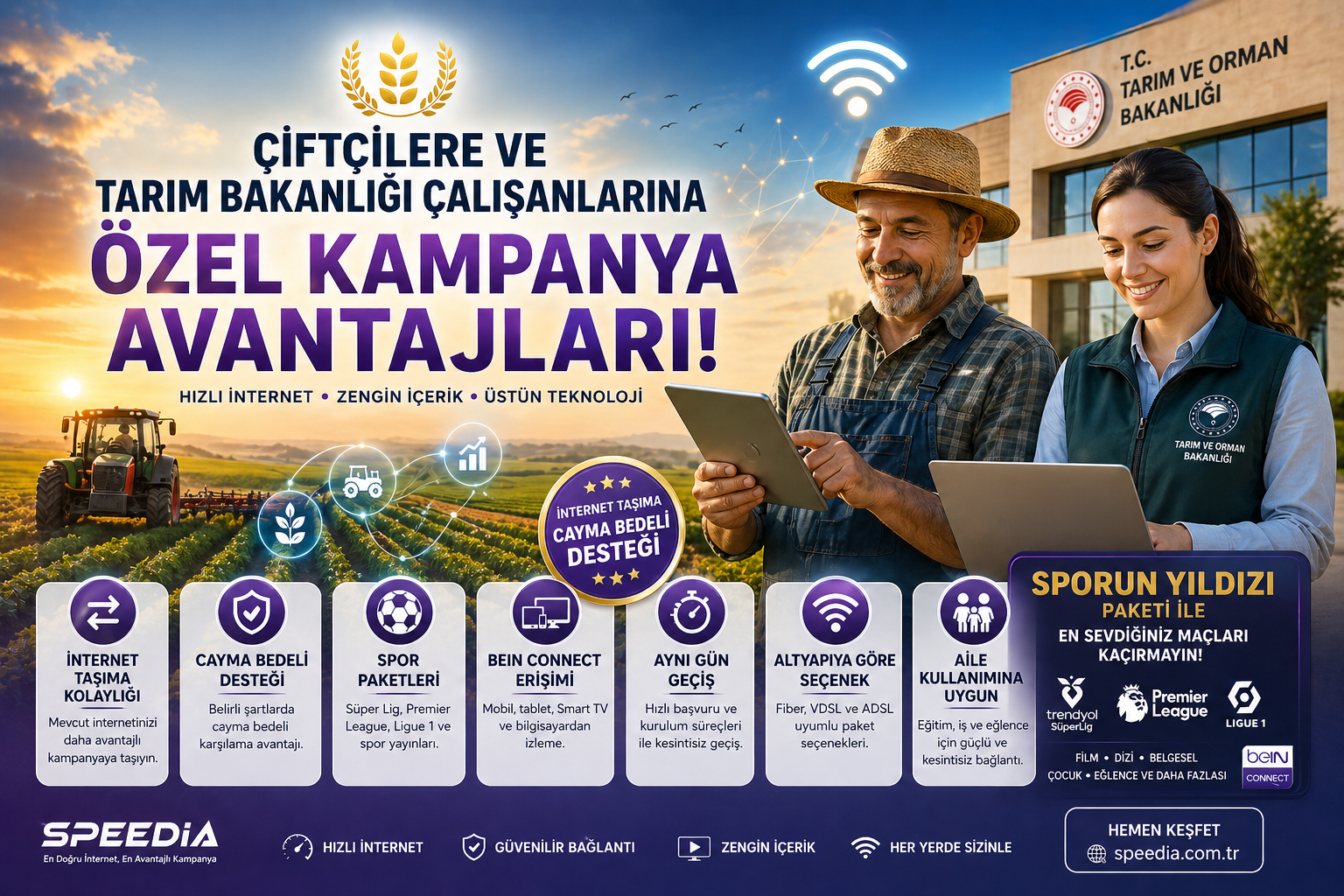 Çiftçilere ve Tarım Bakanlığı Çalışanlarına Özel Ev İnterneti Kampanyaları 2026 | Avantajlı Digiturk ve İnternet Paketleri