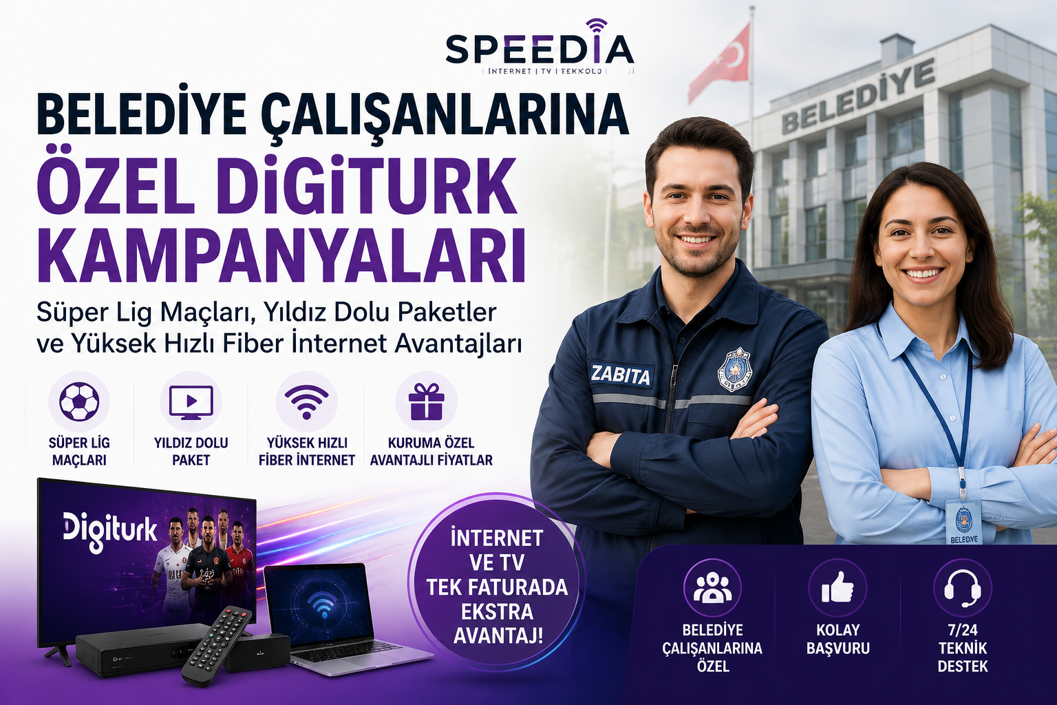 Belediye Çalışanlarına Özel Digiturk ve Ev İnterneti Kampanyaları 2026 | Süper Lig, Yıldız Dolu Paket ve Fiber İnternet Avantajları