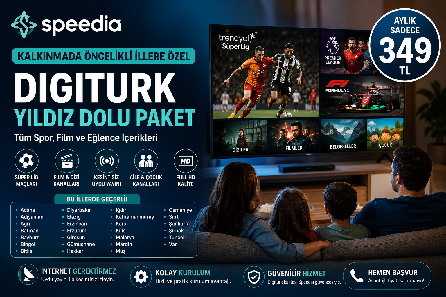 Kalkınmada Öncelikli İllere Özel Digiturk Yıldız Dolu Paket 349 TL | Süper Lig, Film ve Dizi Kanalları